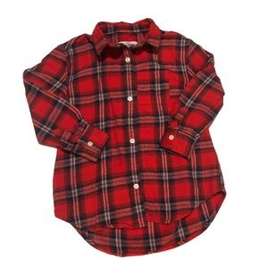OLD NAVY BOYFRIEND Red/White/Blue Flannel Button Up Shirt Sz 5 (XS/TP)